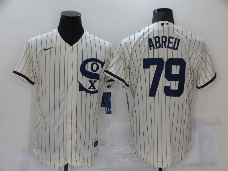 Men Chicago White Sox 79 Abreu Cream stripe Dream version Elite Nike 2021 MLB Jersey